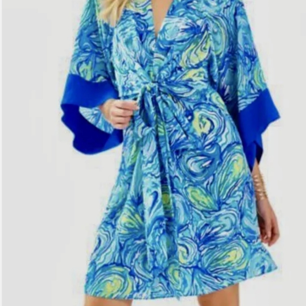 Lilly Pulitzer Blue and Green Swirl Mini Dress